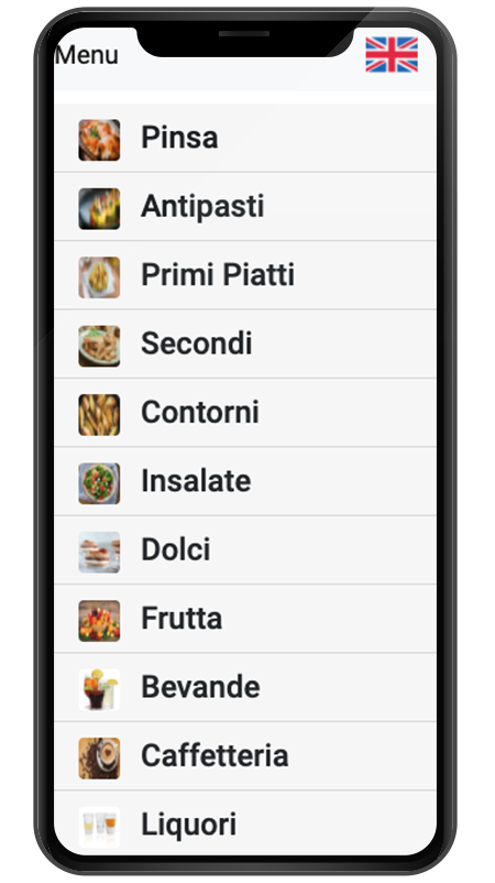 menu digitale pizzeria smartphone